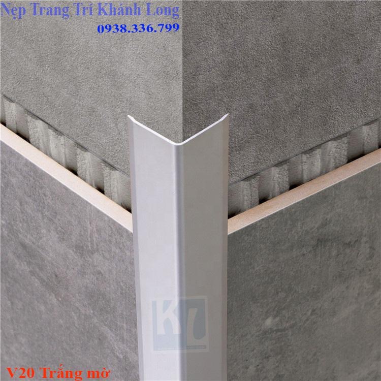 Nẹp nhôm V20 Trắng Mờ - nẹp góc