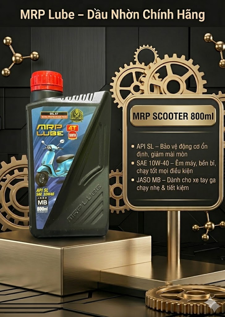 MRP LUBE 4T SCOOTER – Dầu Nhớt Xe Tay Ga API SL | SAE 10W-40 | JASO MB - 800ml