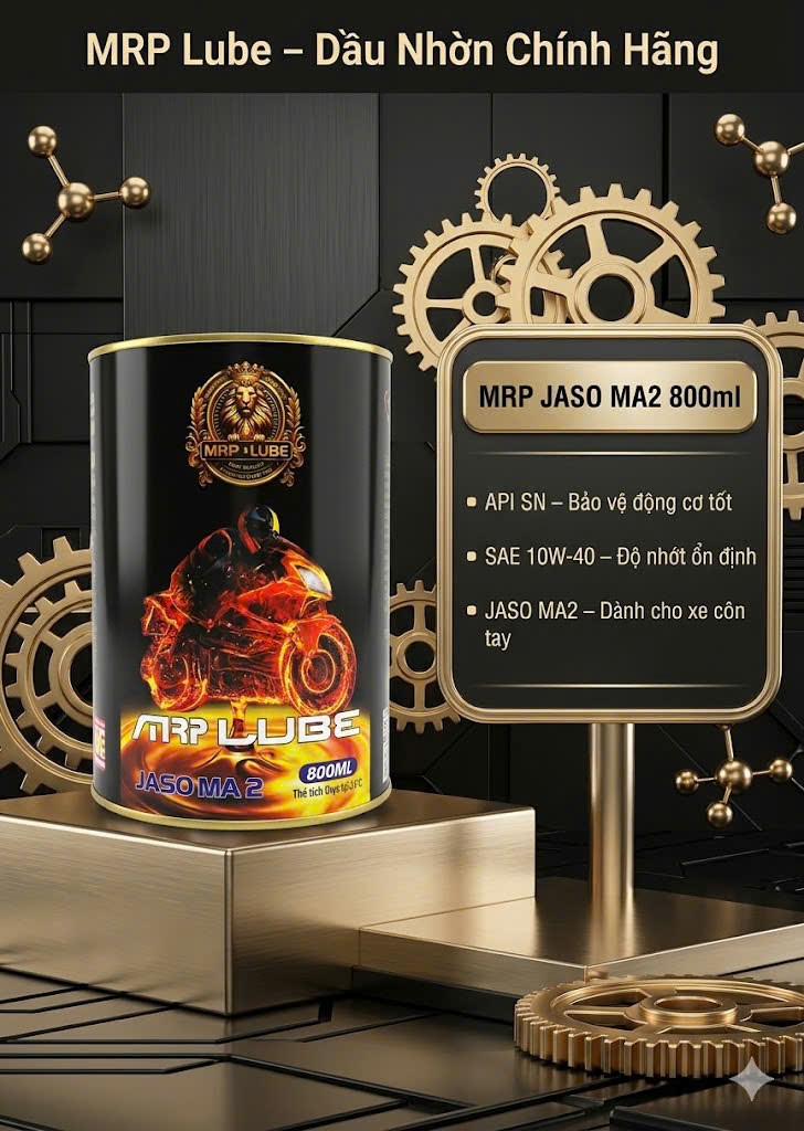 MRP LUBE – Dầu Nhớt Lon Xe số Cao Cấp API SN SAE 10W-40 JASO MA2 800ML