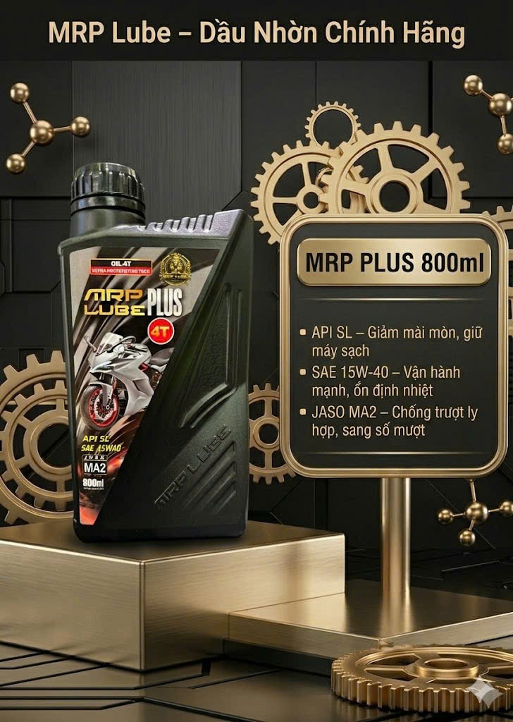 MRP LUBE PLUS 4T – Dầu Nhớt Xe Số & Xe Côn Tay -API SL | SAE 15W-40 | JASO MA2 - 1L